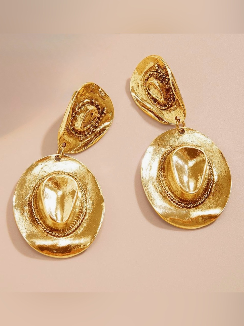 ❤️ Gold Cowgirl Cowboy Hat Western Drop Dangle Earring Set Women Jewelry